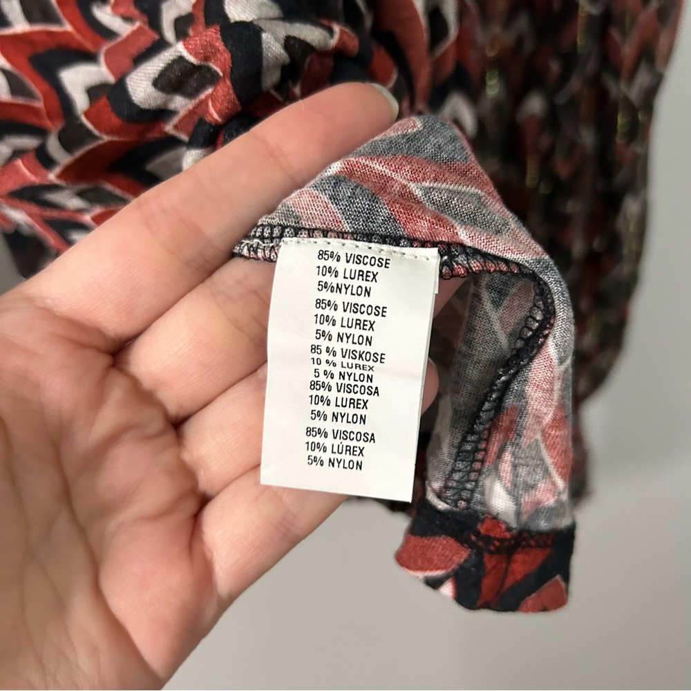 NWT Anthropologie Bl-nk Printed Sequin-Embellished Blouse in Wine - Picture 4 of 10